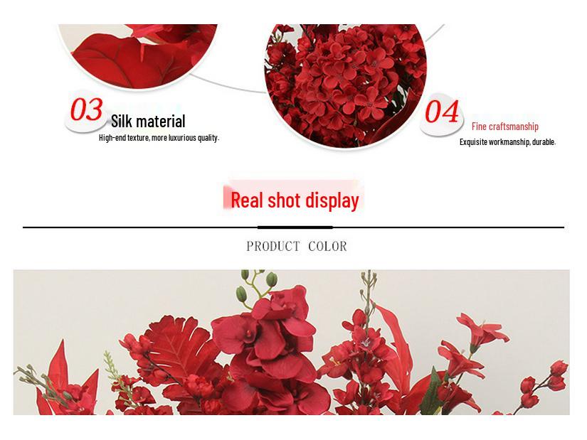 Wine Red Artificial Floral Bouquet - Chinese Wedding & Engagement Ceiling Decoration