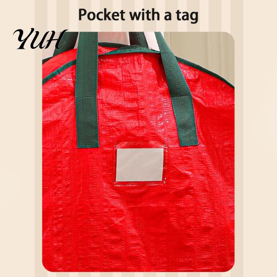 Stackable Storage Solution Round Garland Bag with Reinforced Handles, Waterproof PE Fabric Durable Dustproof Organizer, Zipper Closure Foldable Space