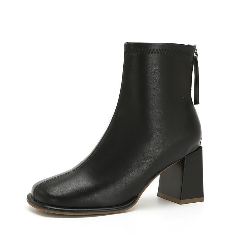 New Shoes for Women Leather Modern Boots Spring Autumn Concise High Tops Casual Shoes Girl Outdoor 6.5CM Short Ankle Boots