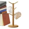 Wooden Desktop Coffee Cup Storage Rack Coffee Mug Holder Cup Hanger with 6 Hooks Storage Organizer Pretzel Stand for Kitchen