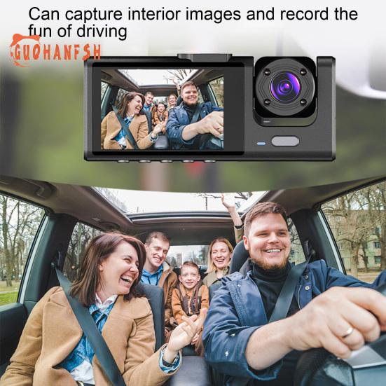 Car Driving Recorder Night Vision 1080P Triple Lens Loop Recording Parking Monitor Car Dash Cam Front Rear Video Recorder Auto Supplies