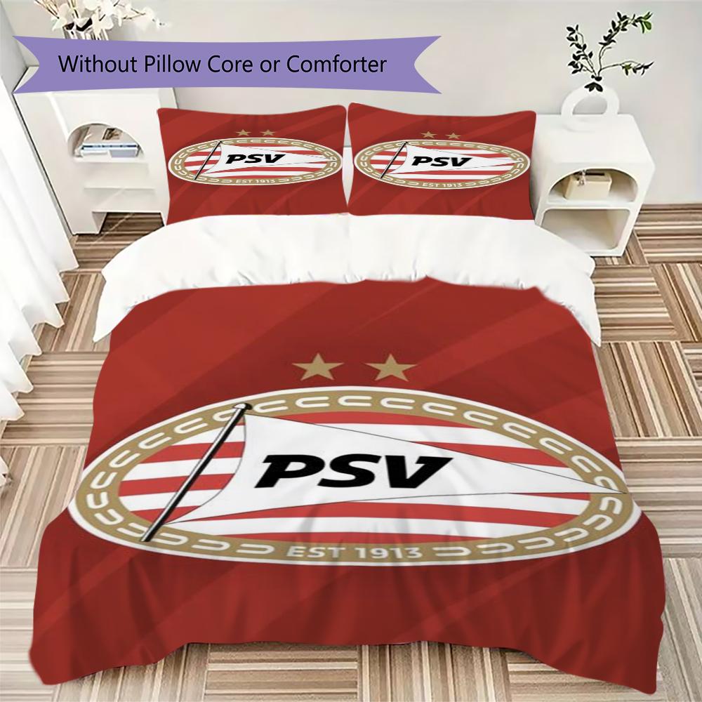 Juego de Funda Nórdica y Funda de Almohada con Estampado del PSV Eindhoven Decoración del Hogar Regalo de Cumpleaños (1 * funda de edredón + 2 * fundas de almohada sin relleno)122