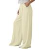 Women's Linen Pants Casual Loose Wide Leg Pants Women's Elastic Waist Wide Leg Pants With Pockets Trousers