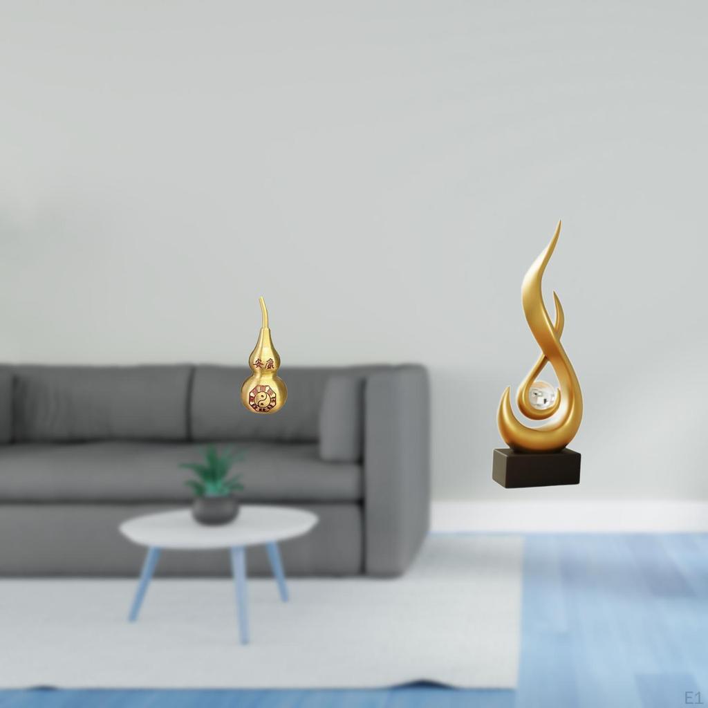 Brass Gourd And Abstract Fire Statue Feng Shui Ornament Multifunctional Spring Festival Decor Modern