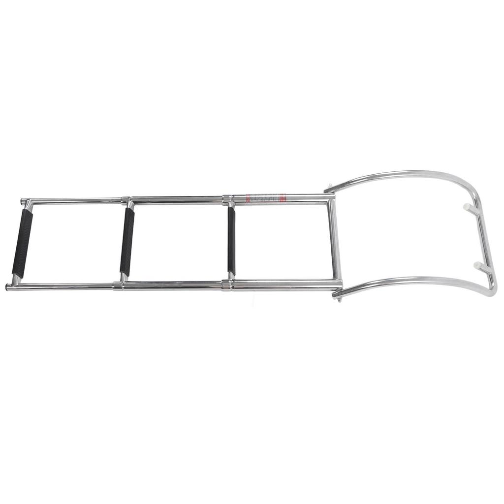 3 Step Pontoon Boat Ladder Stainless Steel Heavy Duty Foldable Telescoping Inboard Swim Deck Ladder with Arched Handle