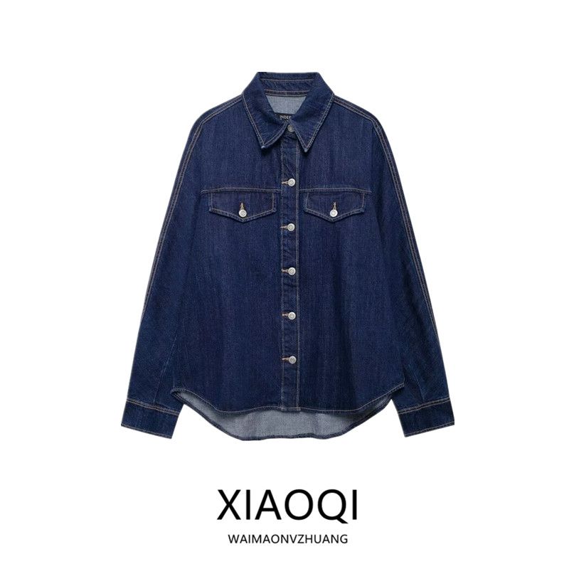 Fashion Style 2024 Autumn New Women's Clothing Easiest for Match Cotton Leisure Denim Long Sleeve Shirt Coat 0250270