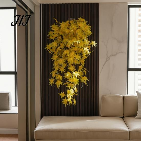 Decorative Hanging Vines for Store Display 5?Fork Artificial Maple Leaf Vine, Fake Foliage Wall Indoor Greenery Living Room Plant, Simulated