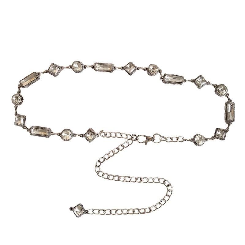 

Дизайнерская Серебряная Металлическая Цепочка на Талию с Застежкой-Булавкой для Шикарной Моды и Повседневных Нарядов