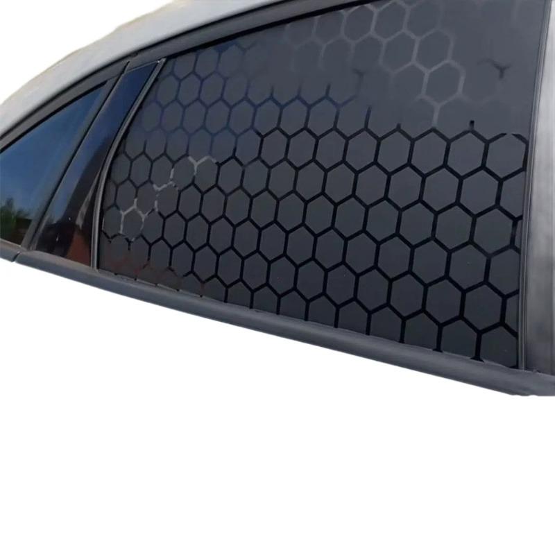 Matte Black Honeycomb Sticker for Car Side Window, Vinyl Sticker for Triangular Window Decoration,