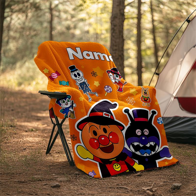 Personalized Custom Name Blanket - Anpanman Print Design,Blanket for Sofa,Bed,Travel,Camping - Soft and Warm, Great Gift