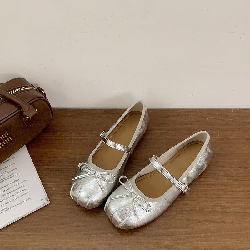 French silver light mouth single shoes women's 2025 new super spring and summer gentle evening wind ballet shoes soft-soled beans