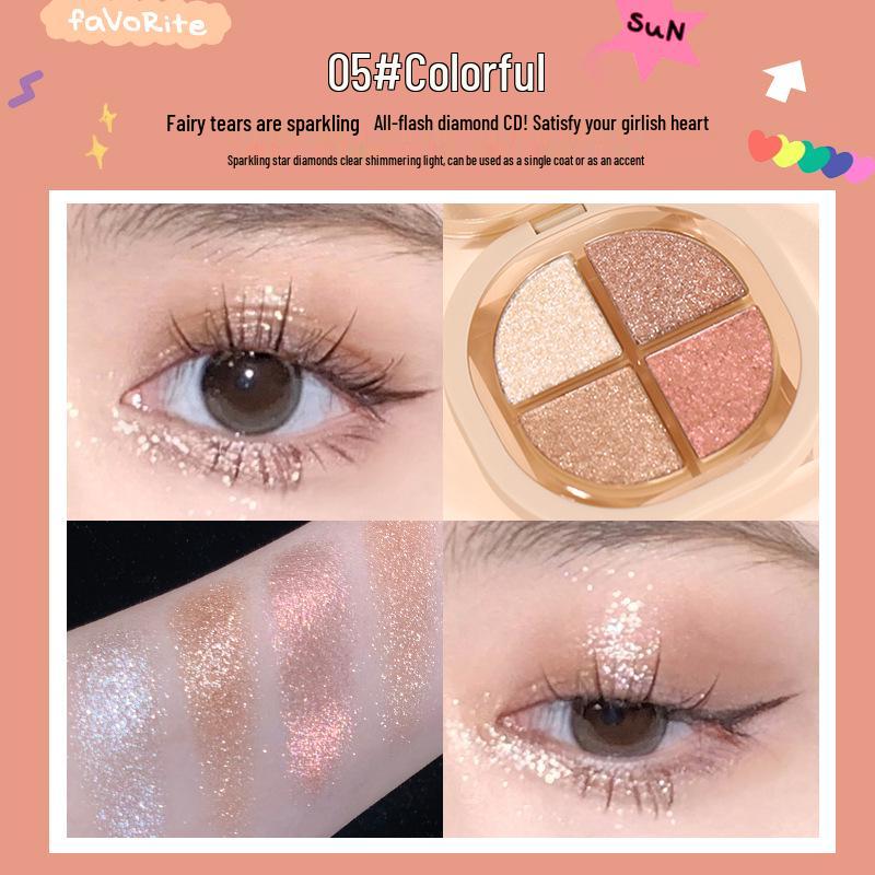 

New Four-Color Eyeshadow Palette: Pearlescent, Matte & Fine Shimmer, Waterproof, Sweatproof, Smudge-Proof, Highly Pigmented & Easy to Apply Eyeshadow Palette
