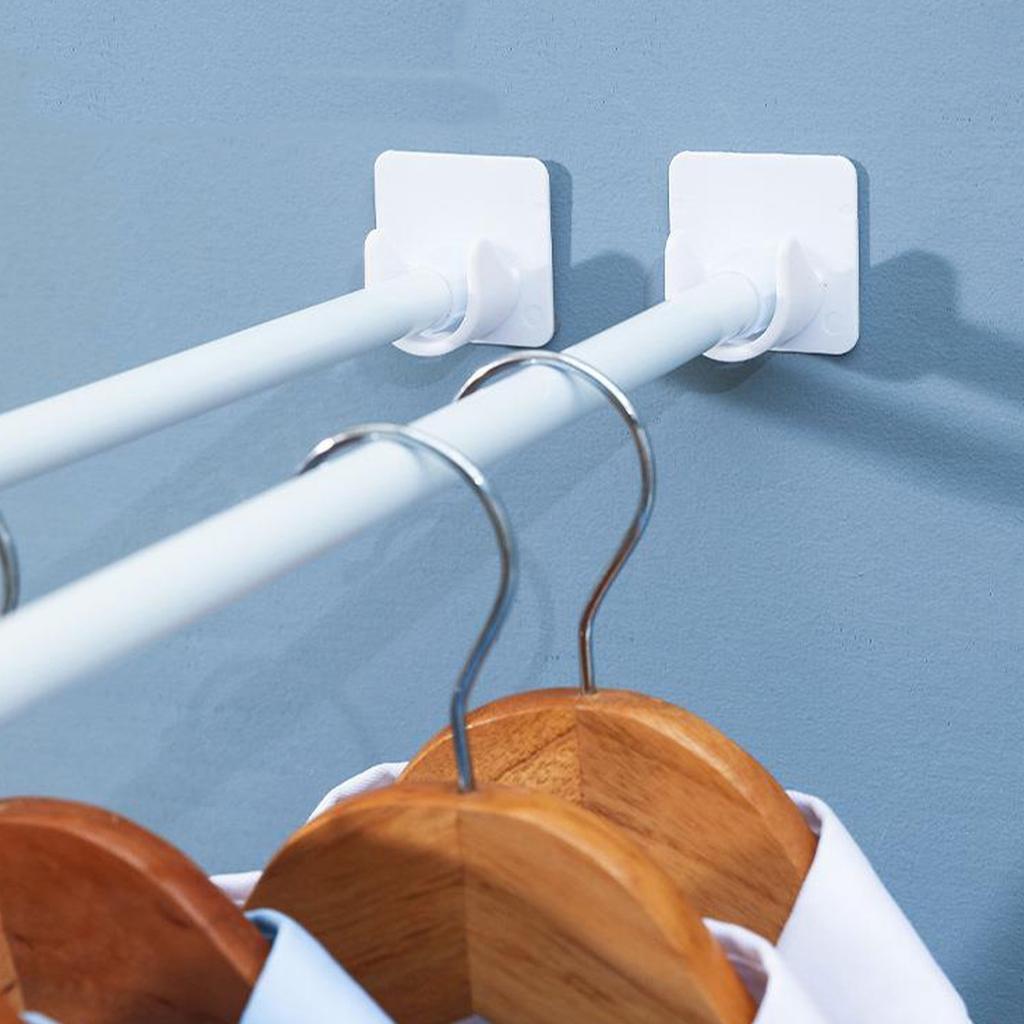Closet Rod Holders Secure Multifunctional Antislip Adhesive Shower Curtain Rod End Supports For Bathroom
