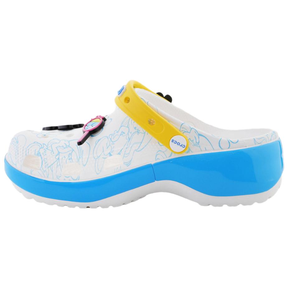 Crocs Smurfs Platform Clog Round toe platform clog hole shoes women's white, blue and yellow