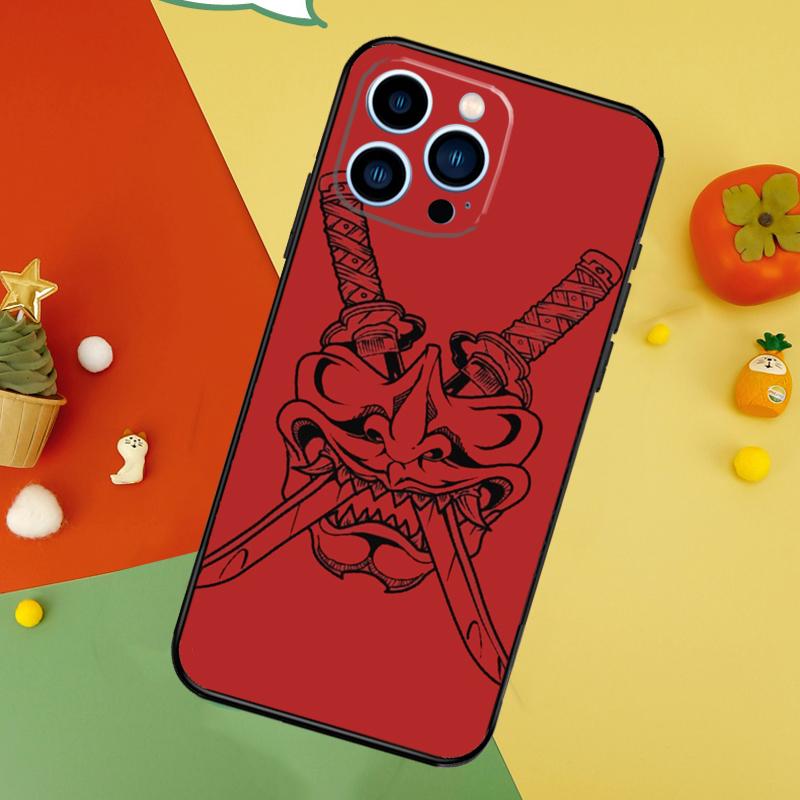 Japanese Hannya Oni Mask Phone Case For iPhone 17 Pro Max 16 15 14 12 11 13 Pro Max Plus 12 13 Mini 16e 17 Air Cover
