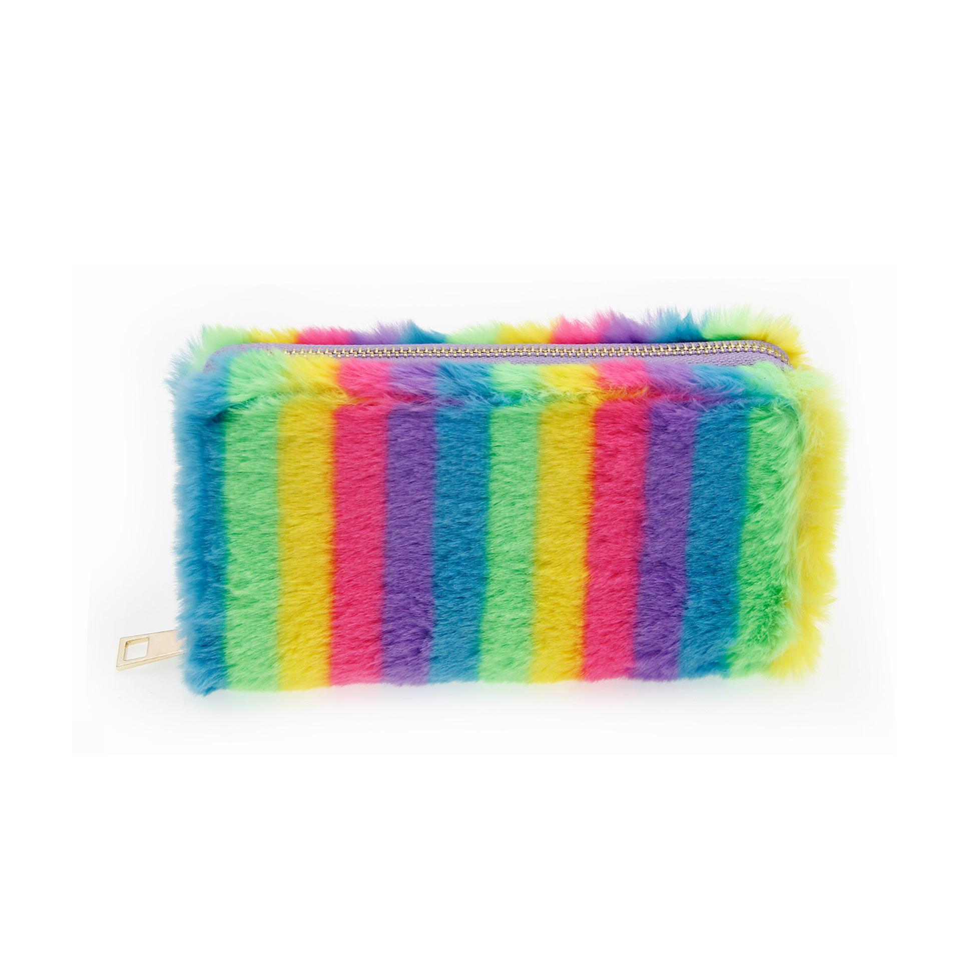 

Новый зимний плюшевый длинный кошелек на молнии, однотонный клетчатый плюшевый узор