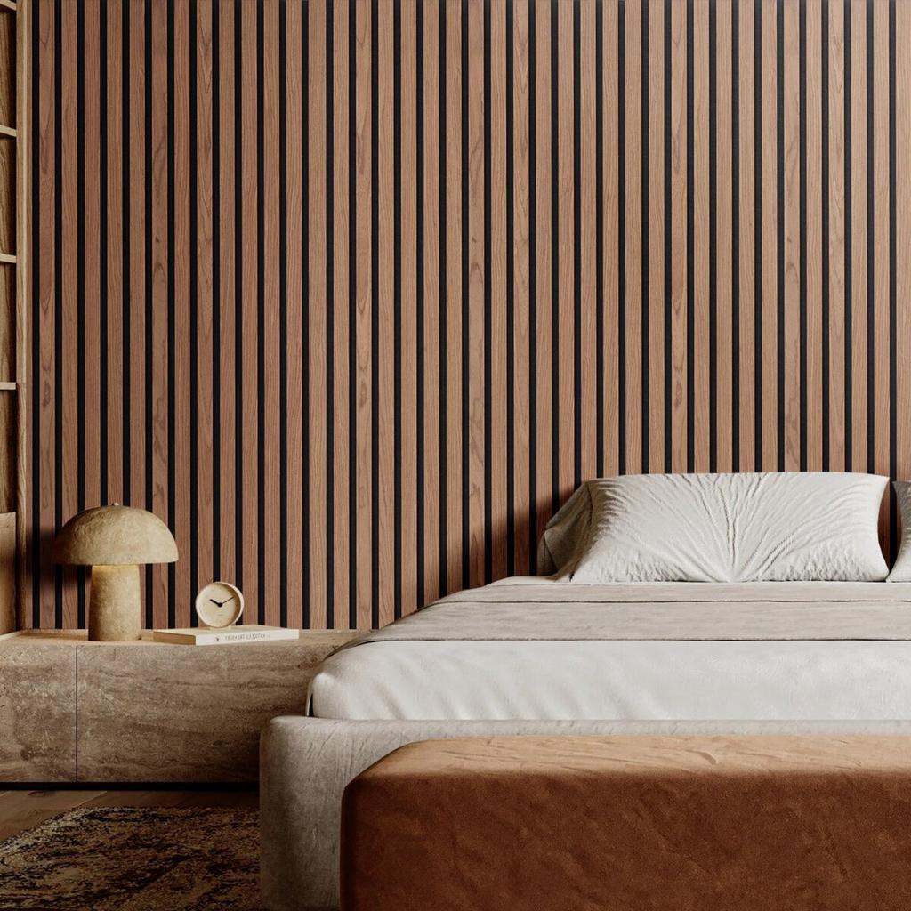 Wood Slat Acoustic Panels 23.6 X 47.2 Inch for Modern Wall Decor Walnut