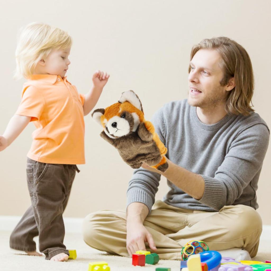 STOBOK Red Panda Hand Puppet, Cute Plush Toy with Moving Mouth for Ventriloquism and Parent-Child Play