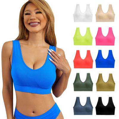 Women's Y Back Sports Bra - Padded Low Impact Spaghetti Thin Strap Workout Yoga Top
