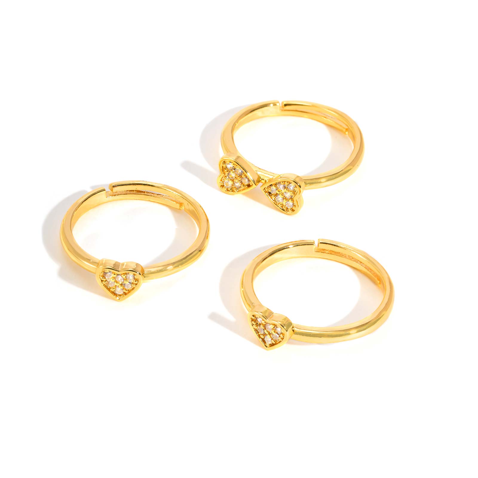 

Three Pieces Set Assemblable Love Heart Rings for Women, High Quality Zircon Metal Gold Plated Ring, Dainty Fashion Jewelry Set