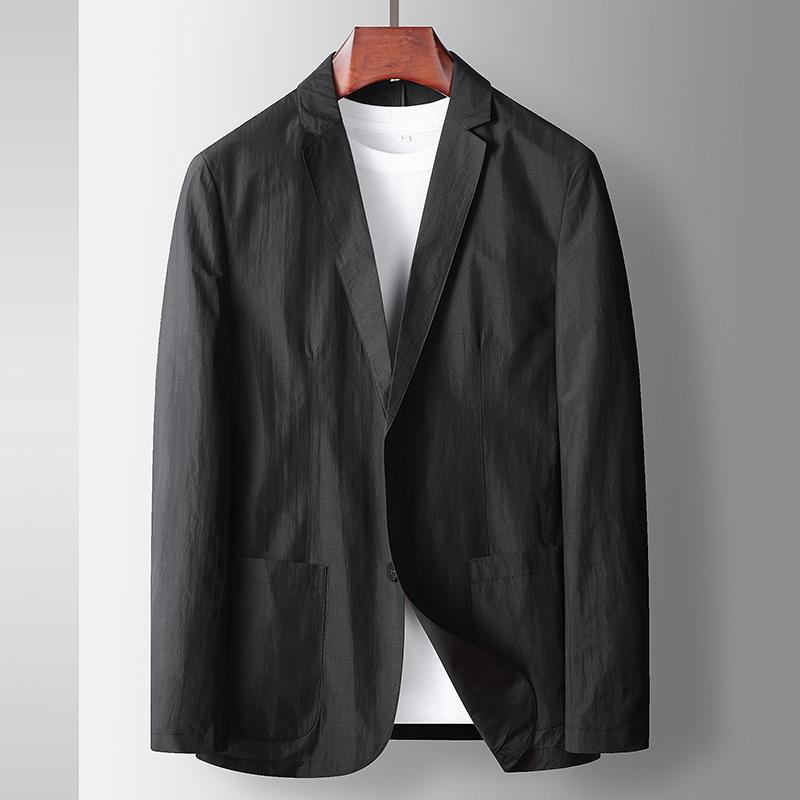 Men's Casual Spring and Summer Thin Solid Color Single West Youth Non-ironing Light Luxury Business Suit Jacket