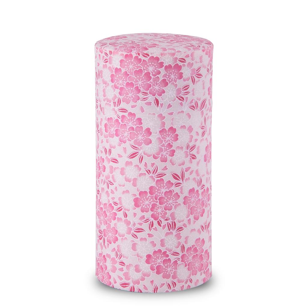 Noren Tea Caddy, Tea Canister, 200g Can (Washi Tea Caddy - Oborozakura Pink)  Made In Japan, Yuzen Washi Paper, Steel Can with Inner Lid, Airtight