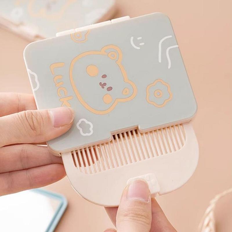 Folding Small Comb With Mirror Compact Pocket Size Portable Traveling Hair Brush Cosmetic Mirror Head Scalp Massager Relax Brush