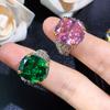 Jewelry High-End Sense Emerald Zircon Ring Live Retro Pink Diamond Elegant Temperament