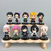 10pcs/set Anime Kamado Tanjirou Q Version Tomioka Giyuu Kyoujurou Sitting Model Muichirou Kanroji Figure Toy