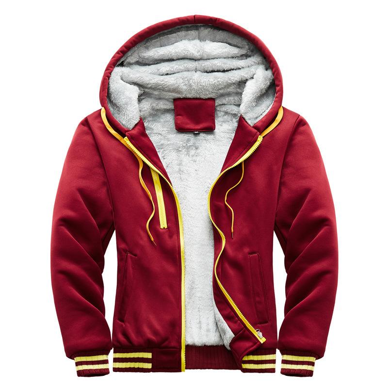 Mens Sweatshirt Hooded Autumn and Winter Men's Baseball Clothing Padded and Thickened Men's Jacket Warmth