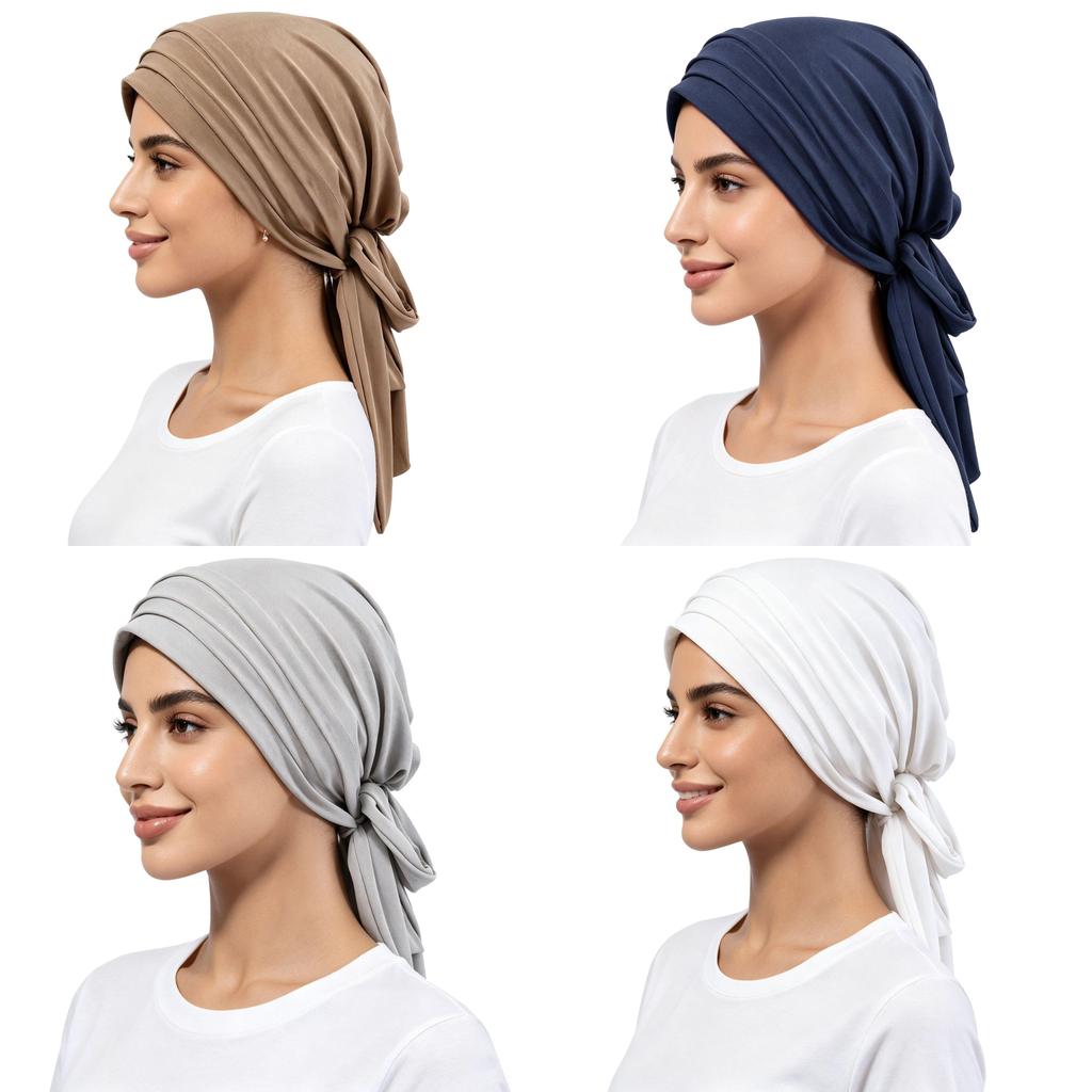 Minimalist Women Headscarf Cap In Polyester With Sun Protection For All Seasons