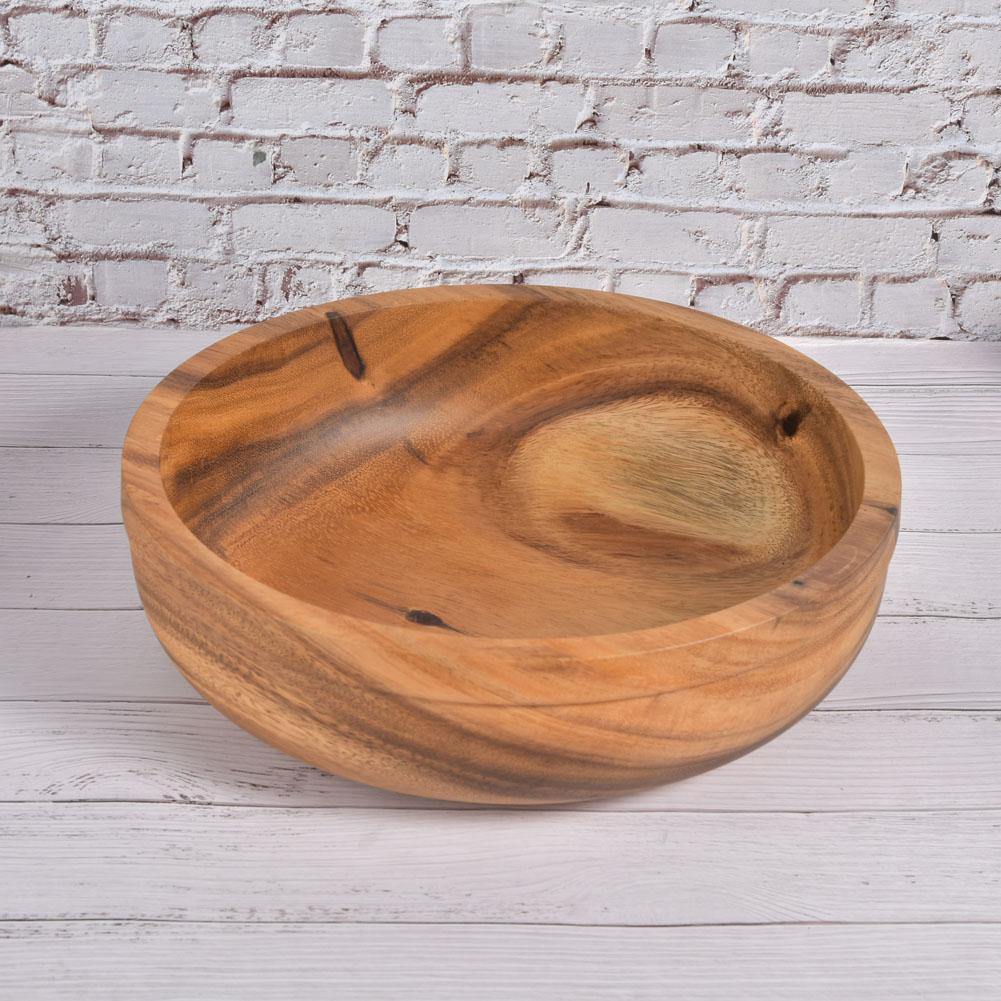 Wooden Salad Bowl Food Fruit Container Dish Tableware Kitchen Utensils30x9cm
