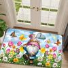 "Spring Gnome with Butterflies" Non-Slip Floor Mat - Indoor and Outdoor Absorbent Foot Mat Suitable for Home Decoration,Durable