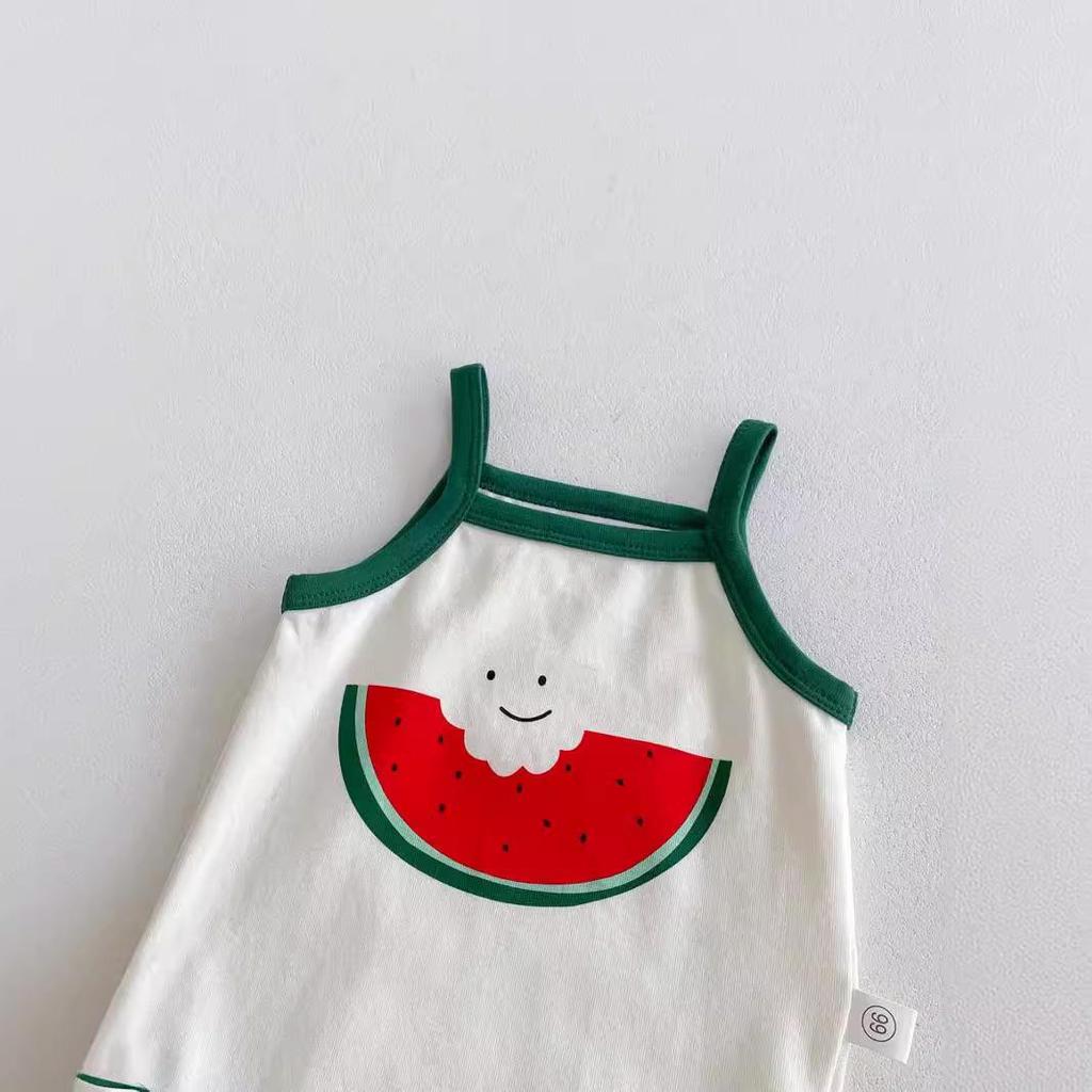 Koreanischer Wassermelonen-Baby-Strampler: Niedlicher, ärmelloser Sommer-Krabbelanzug für Jungen und Mädchen