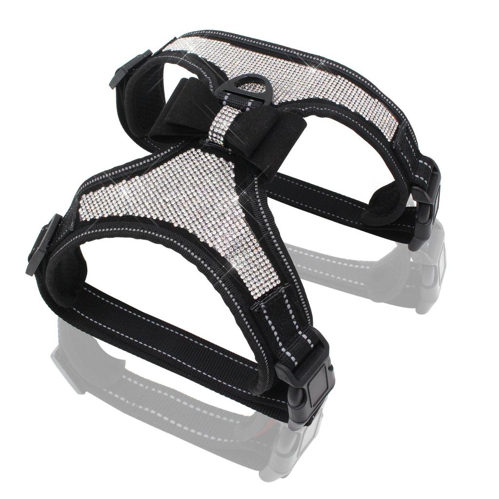 Popular Rhinestone Pet Chest Strap Punch Dog Chest Strap Reflective Nylon Strap Dog Leash