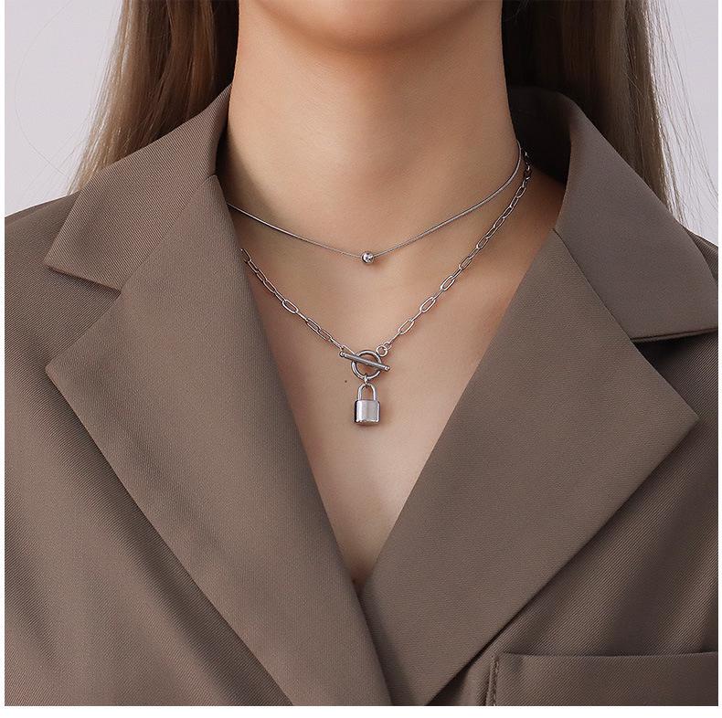 European & American Multi-layer Titanium Steel Necklace with Non-fading OT Buckle Clasp - Versatile Stackable Pendant for Women