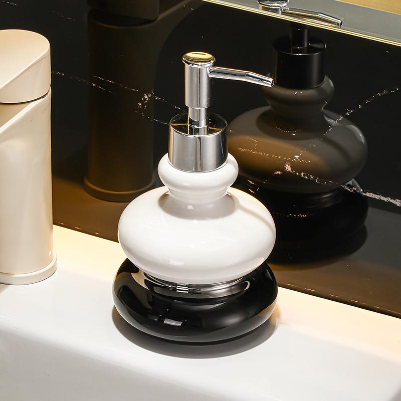 

350ml Ceramic lotion Bottle Hotel Toilet Bathroom Hand washing Platform Body Wash Shampoo Press Type Split Bottle cup dispenser