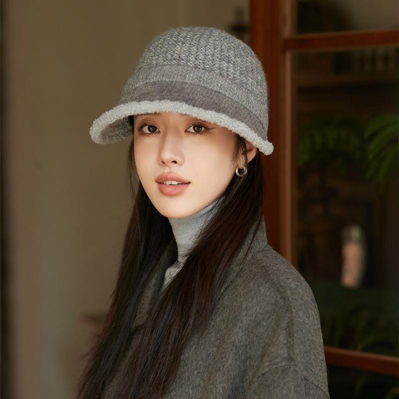 Fashion Cap Autumn Winter Warm Cold Ladies Bucket Hat Casual Knitted Wool Equestrian Hat