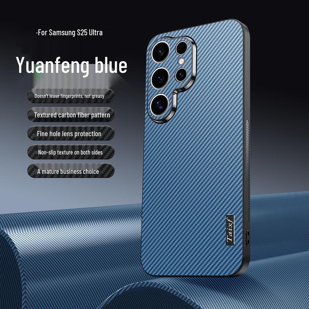Samsung S25 Ultra Matné pouzdro z uhlíkových vláken s ochranou proti pádu pro objektiv S24 FE
