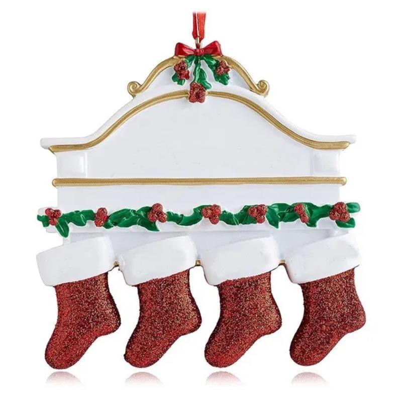 Noel Süsleri Kişiselleştirilmiş Diy Reçine Kolye Noel Çorap Süsler Aile Noel Ağacı Reçine Asılı