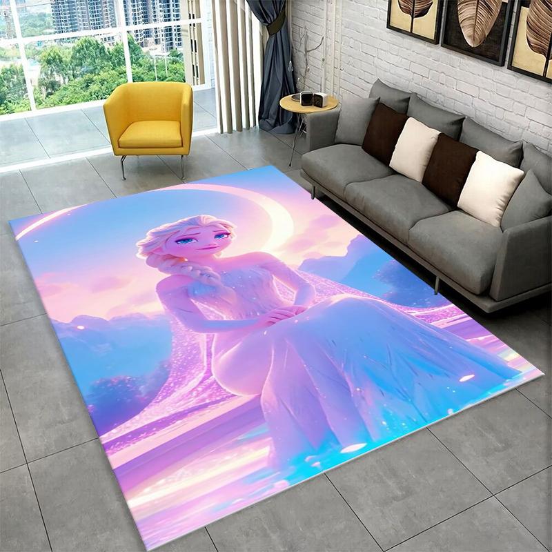 Cartoon Frozen Elsa Princess Girl Carpet Rug for Playroom Bedroom Living Room Sofa Home Decor,kid Area Rug Non-slip Floor Mat