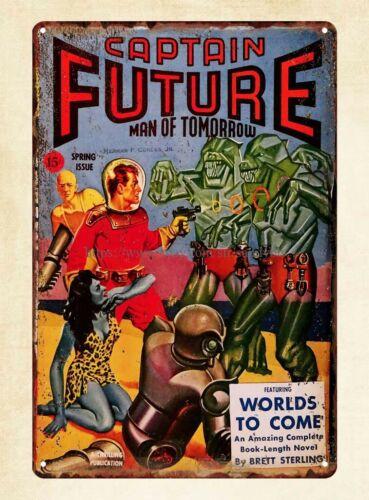 Captain Future science fiction pulp magazine cover metal tin sign home artAluminum 20x30cm(7.8x11.8inch)