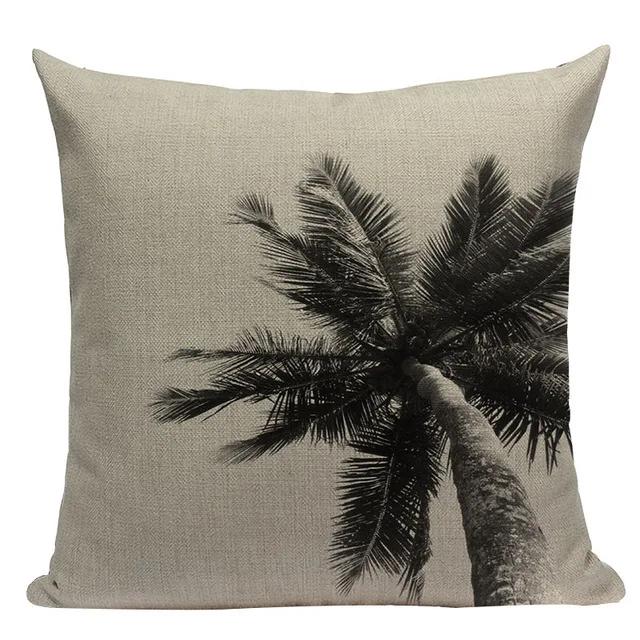 Black White Plant Building Flower Geometric Decorative Throw Pillows Case Polyester Sofa Cushion Cover For Home Decor