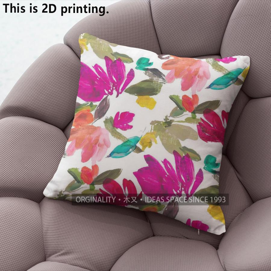 Watercolor Floral Print Square Throw Pillow Covers Pattern Cushion Cover Suitable For Sofa Bedroom Car Pillow Cover