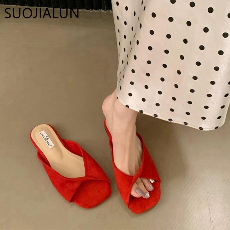 Fashion SUOJIALUN 2025 Summer New Candy Color Women Slipper Fashion Open Toe Slip On Slides Soft Flat Heel Outdoor Dress Beach Sandal