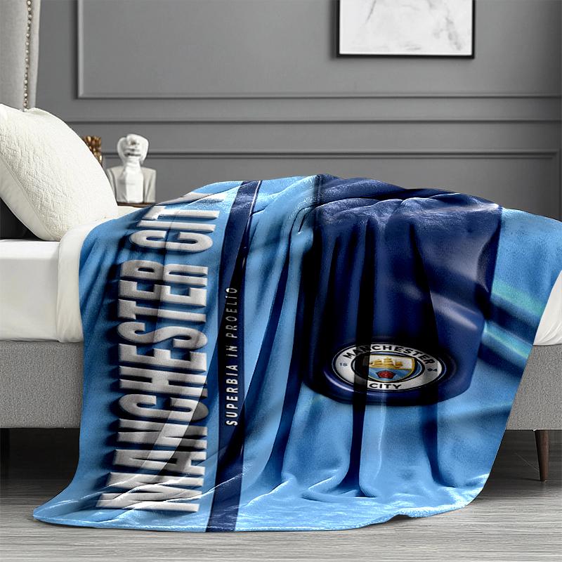 Manchester City FC Print Blanket - Soft & Comfortable, for Bedroom, Travel, Sofa, Home Decoration - Birthday Christmas Gift for Friend