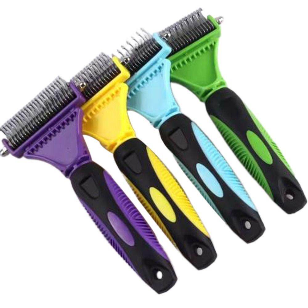 

Comfortable Handle Undercoat Rake Comb Stainless Steel Pet Dog Fur Knot Cutter For Dog Cat жовтий