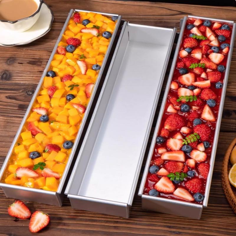 Non-Slip Stainless Steel Long Cake Mold Bakingtray Anti-Scratch Rectangular Tiramisu Cake Base Dly Kitchen Cooking Tool