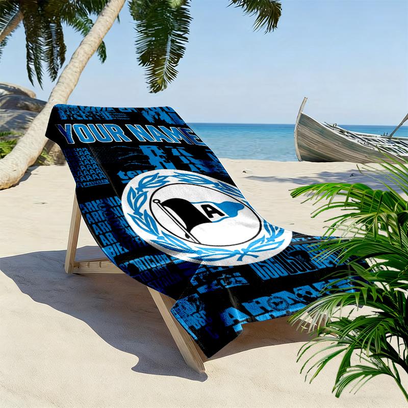 Custom Name Arminia Bielefeld Print Beach Towel, Large Soft Quick Dry Towel for Beach Camping Swimming