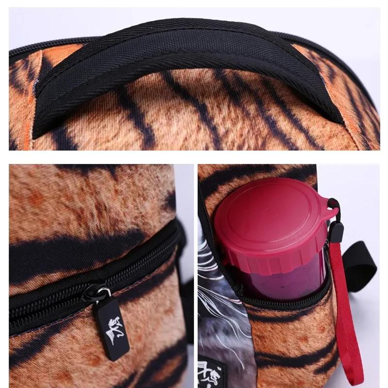 Studentský školní batoh pro vysokoškoláky Vivid Funny 3D Tiger Printing Velký batoh na rameno Studentský Men Cool Bookbag